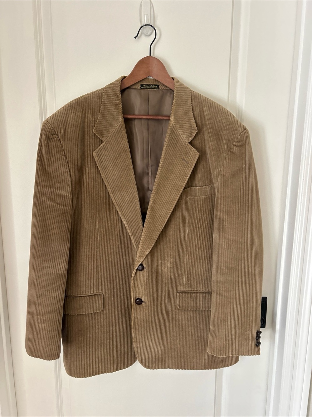 Thomas Hill Ltd Corduroy Blazer Jacket Brown Size 44R Vtg Hand Tailored Preppy